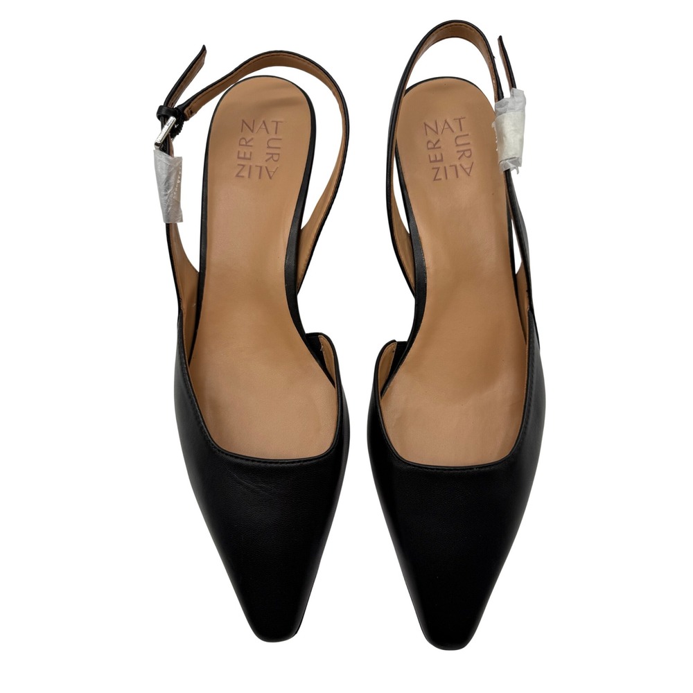 Naturalizer Dalary Slingback Pumps Women 10N Black Excellent Leather Kitten Heel